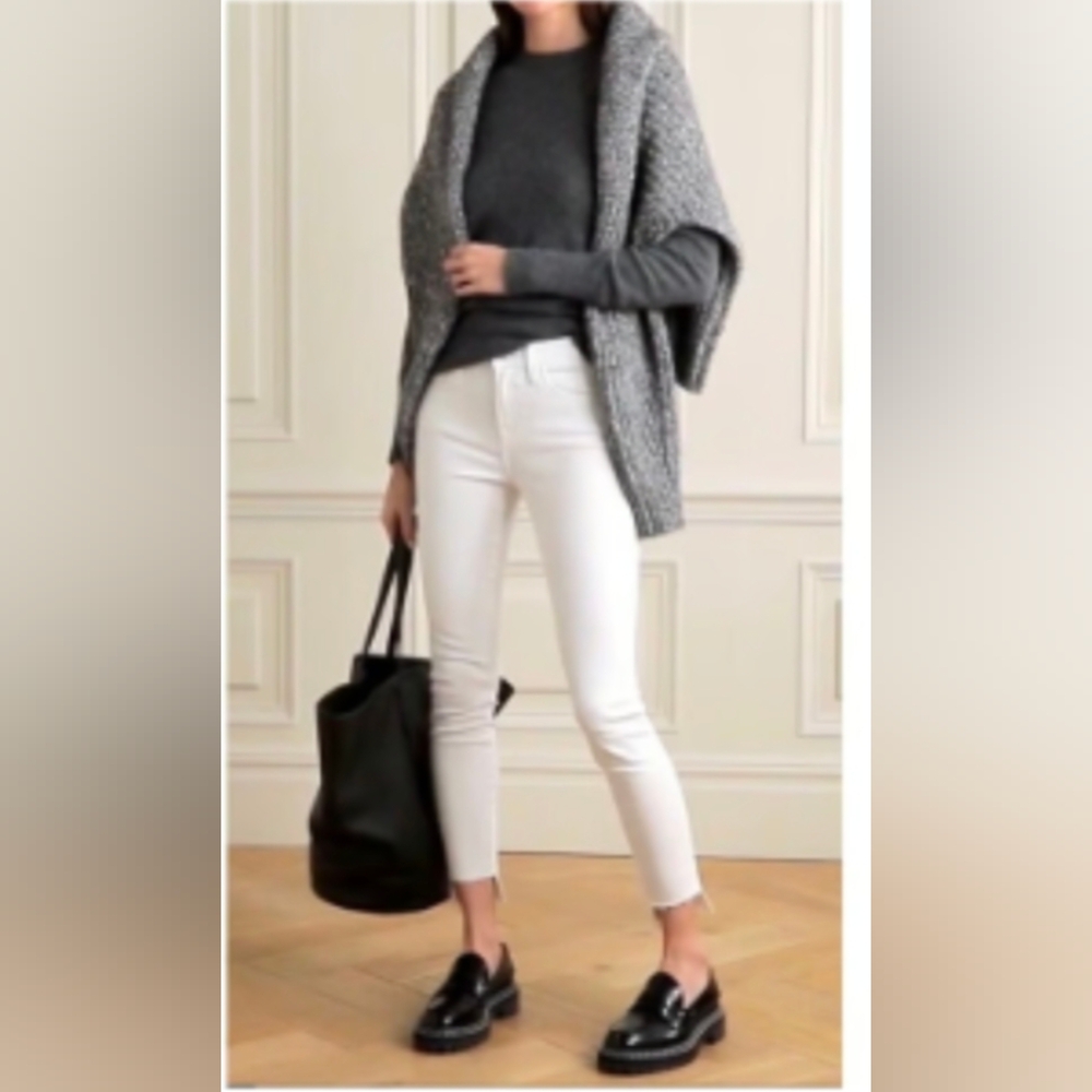 Frame Denim Le Skinny de Jeanne Crop 27 White